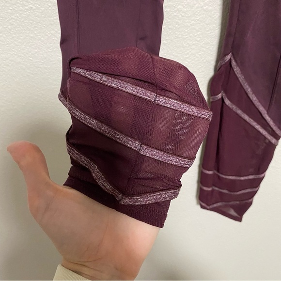Free People Movement Wine Red Mesh Bottom Leggings - Picture 7 of 9